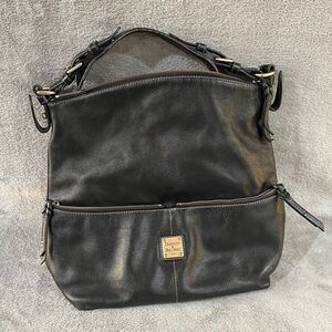 VTG Dooney & Bourke Womens Dillen Large Shoulder Hobo Bag Black Pebbled Leather
